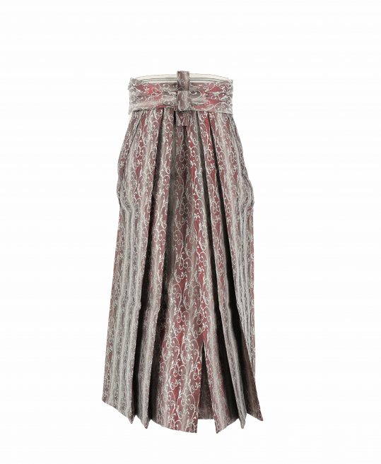 男性用袴単品レンタル(成人式・結婚式・卒業式)赤ストライプ・銀の唐草[身長170cm]No.156